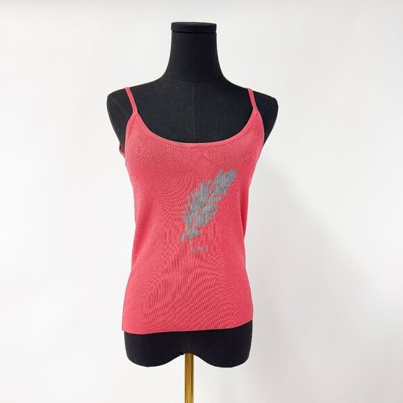 VINTAGE PINK 90S FEATHER KNIT TANK TOP - Picture 1 of 4